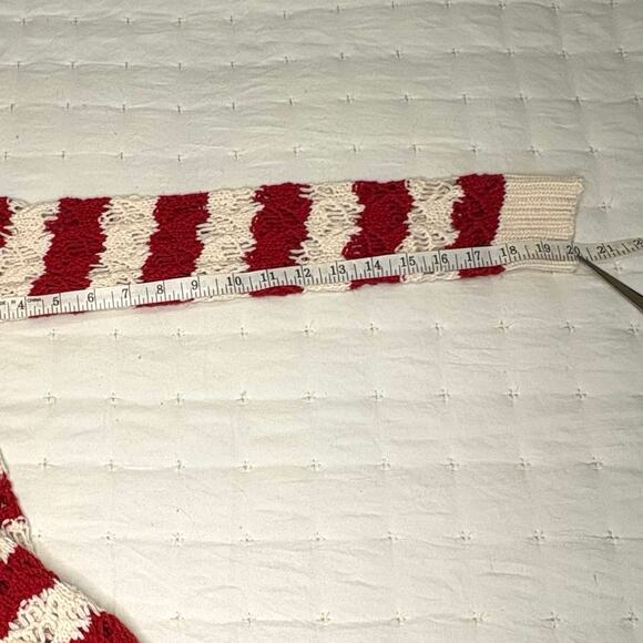 Forever 21 Open Knit Crew Neck Pullover Sweater Women's S | Red White Stripe - Picture 9 of 10